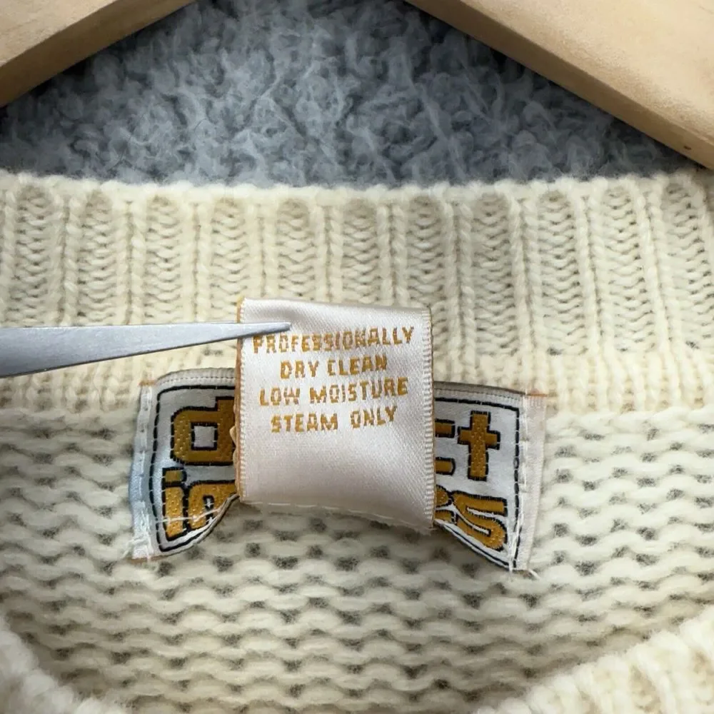 Direct Images Sweater Mens L‎ Beige Cream Lambs Wool Pullover Long Sleeve Knit